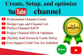 professionally create, setup and design your youtube channel