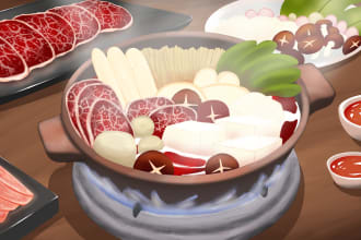 draw cartoon food for animation and game environtment