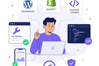 fix bugs errors of HTML, CSS, javascript, shopify, wordpress