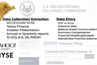 extract,collect data, scrap data from sec,edgar in excel