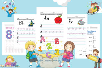 design english, math, science  worksheets and drawing books for children