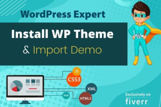 install wordpress theme and import demo do customization