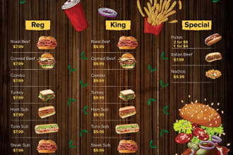 design awesome, modern, attractive restaurant menu designs