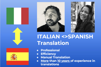 professionally translate spanish to italian and vice versa