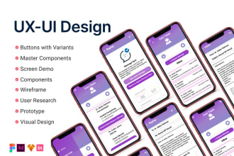 create ui, web ux, app prototype, ux wireframe, ux research in adobe xd, figma