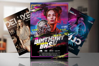 make custom birthday flyers, party, dj, event, and club flyer design
