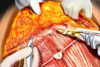 draw a realistic anatomical surgery medical illustration