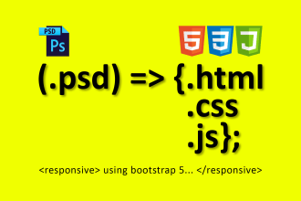 convert PSD to responsive html, css and javascript