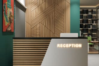 do office interior design in 3d max with realistic rendering
