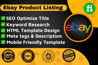 do ebay listing, ebay SEO product listing with ebay html template design