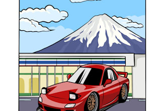 draw your car with chibi cartoon tooned style