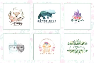 design feminine beauty boho watercolor logo