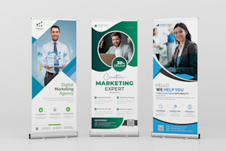 do design roll up banner or feather flag within 8 hours