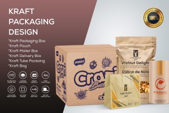 design a unique kraft packaging pouch and box for your product