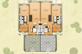 render 2d coloured floor plan , site plan