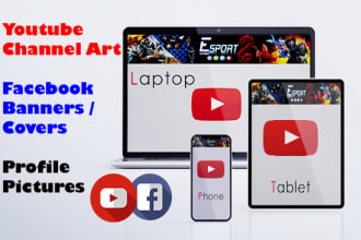 design 6 professional youtube banners and facebook covers