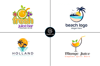 design unique juice bar, beach cafe, restaurant and coffee shop logo