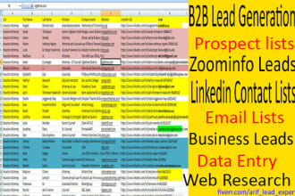 b2b lead generation, prospect verify email lists,data entry