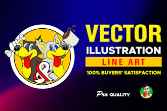 turn hand drawn design to colorful vector art illustration