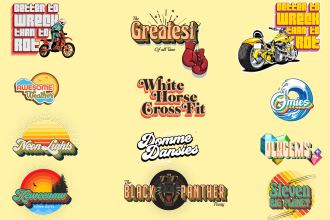 design 3d 70s vintage retro typography for logo, tshirt etc
