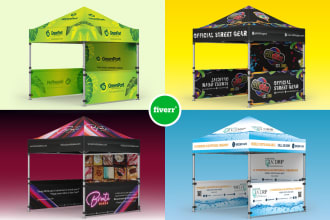 design canopy tent, trade show booth, flags, roll up banners, backdrops