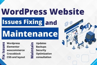 fix wordpress elementor woocommerce and do website maintenance