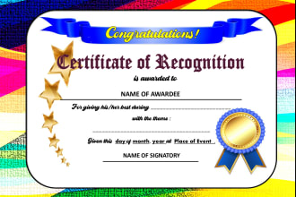 create certificates for different awards