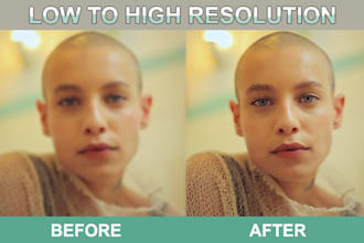 fix blur, low to high resolution images on photoshop in 1 hour