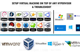 install virtual machines vmware, hyperv, oracle box, proxmox