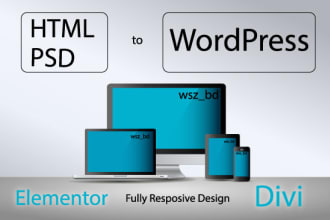 convert html to wordpress website with elementor or divi