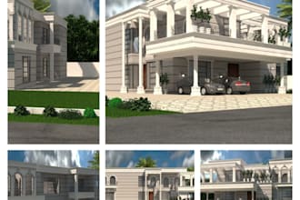 make 3d model of house elevation