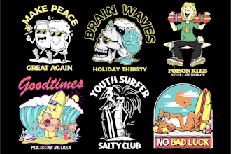 create cool vintage design with character or retro element for your brand