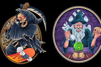 draw halloween illustration for tshirt