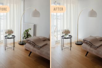 photoshop interior photo and exterior state, remove objects, retouch