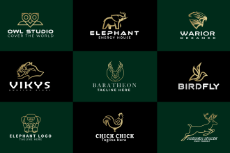 do monoline bird or any animal minimal line art logo design
