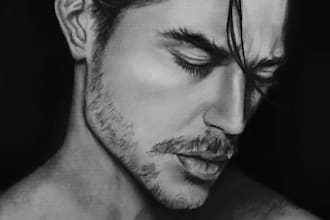draw a realistic pencil and charcoal portrait from a photo