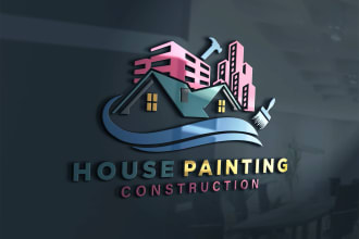 design home painting construction handyman and roofing logo