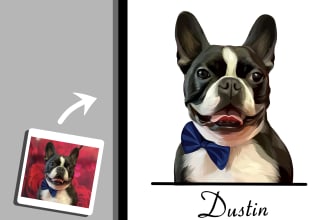 draw vector portrait of your dog, cat, or any pet