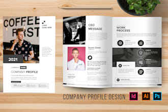 design company profile, business brochure, magazine, proposal by indesign