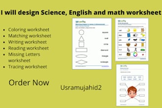 design professional kindergarten worksheets of any grade