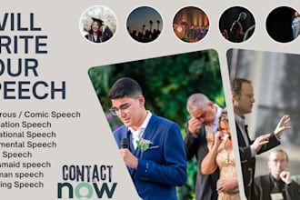 write wedding speech, motivational, monumental speech