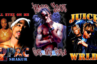 do custom eye catching old school 90s rap t shirt design