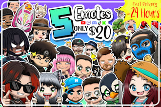 make custom twitch emotes, discord emojis, youtube, tiktok and kick