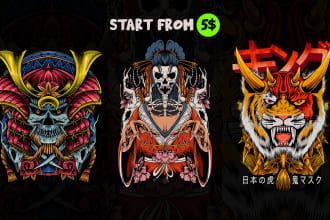 draw japanese art illustrations for t shirts, jackets, streetwear design