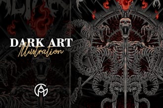 create dark art album covers with horror and skull aesthetics