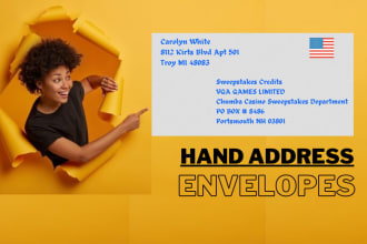 stuff envelopes, mail business letters and hand address