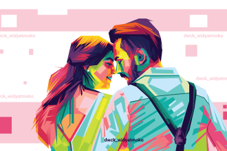 make a colorful pop art illustration from a photo for a couples gift