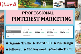 setup, optimize and do pinterest marketing, pins and boards