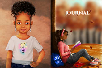 hand drawn african american children book illustration