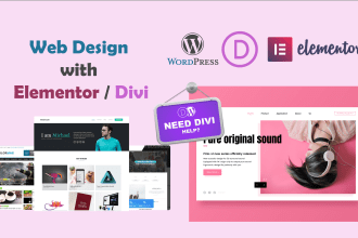 design responsive wordpress website with divi,elementorpro